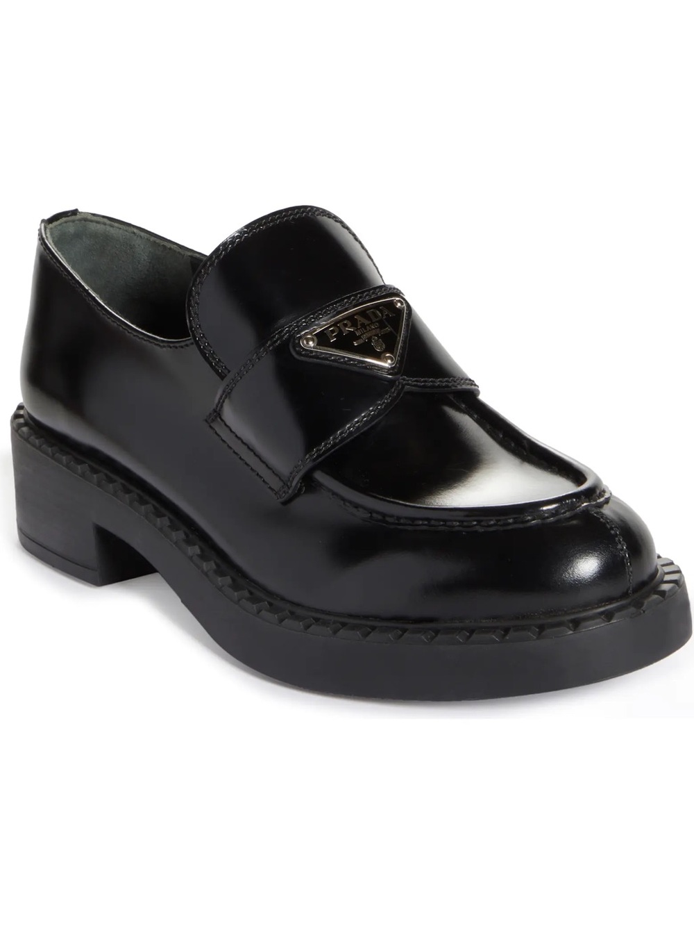 Prada Black Patent Leather Platform Penny Loafer